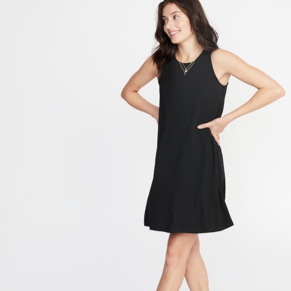 Black jersey tank swing dress